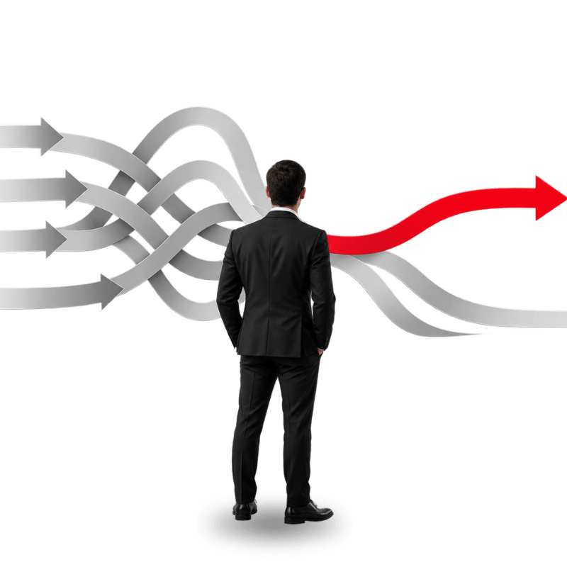 800 x 800 px Brand strategy and business growth concept showing customer focus, process, trust and clearer brand direction.